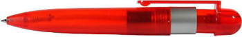 Ручка шариковая, автоматическая. Сменный стержень с синей пастой:
-объёмный корпус и широкий клип изготовлен из прозрачного пластика.
-клип-кнопка в виде колпачка.
-в верхней части корпуса широкое кольцо серебристо-матового цвета
ISO b0306 красные